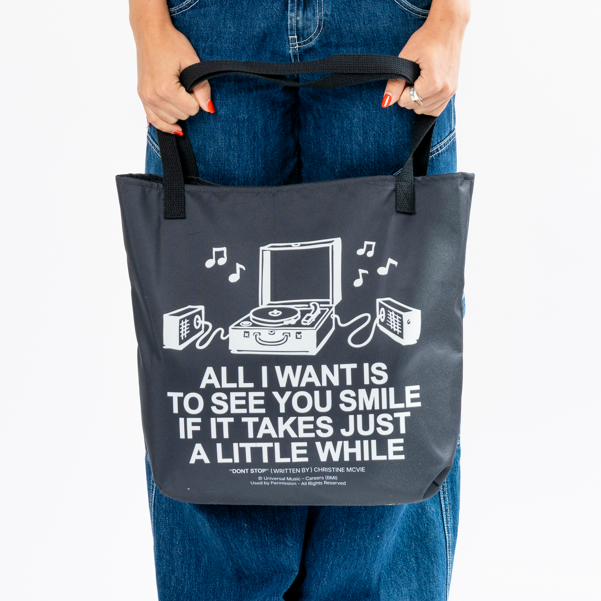 Christine McVie: Don't Stop Lyric Tote (Black)