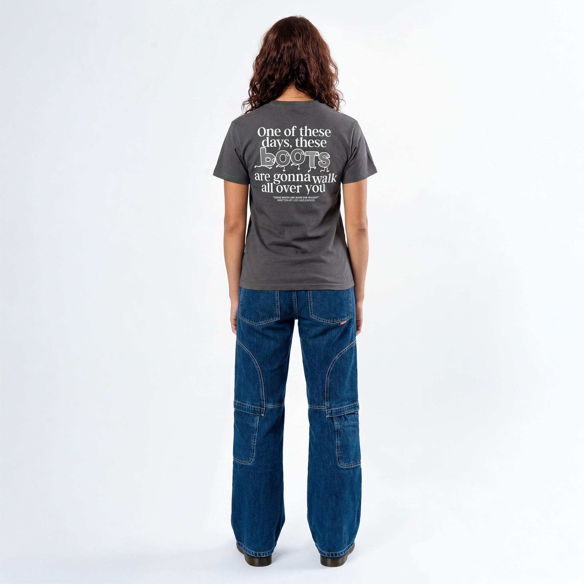 Lee Hazlewood: These Boots Are Made for Walkin' Lyric Tee (Charcoal) Back