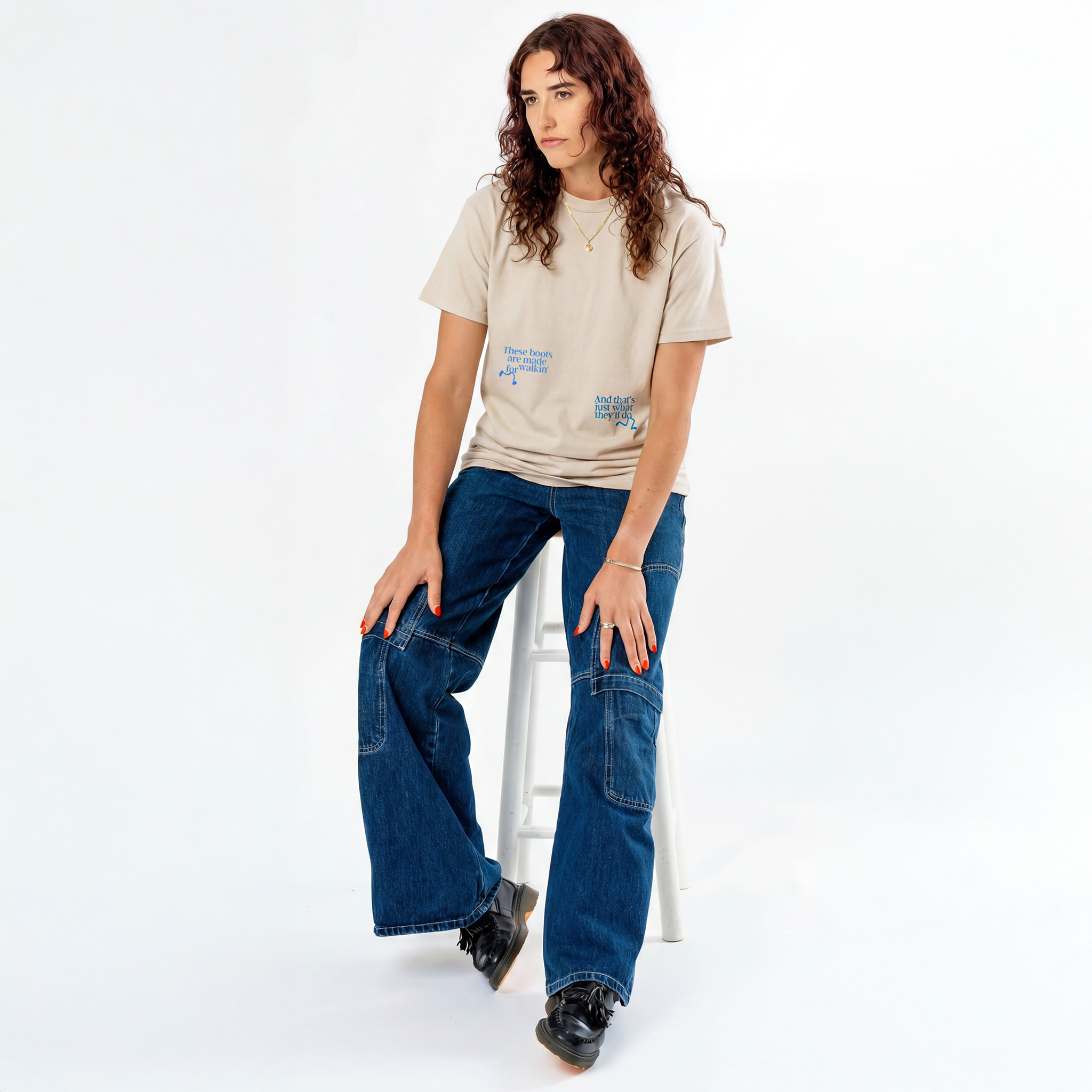 Lee Hazlewood: These Boots Are Made for Walkin' Lyric Tee (Natural) Front Lifestyle