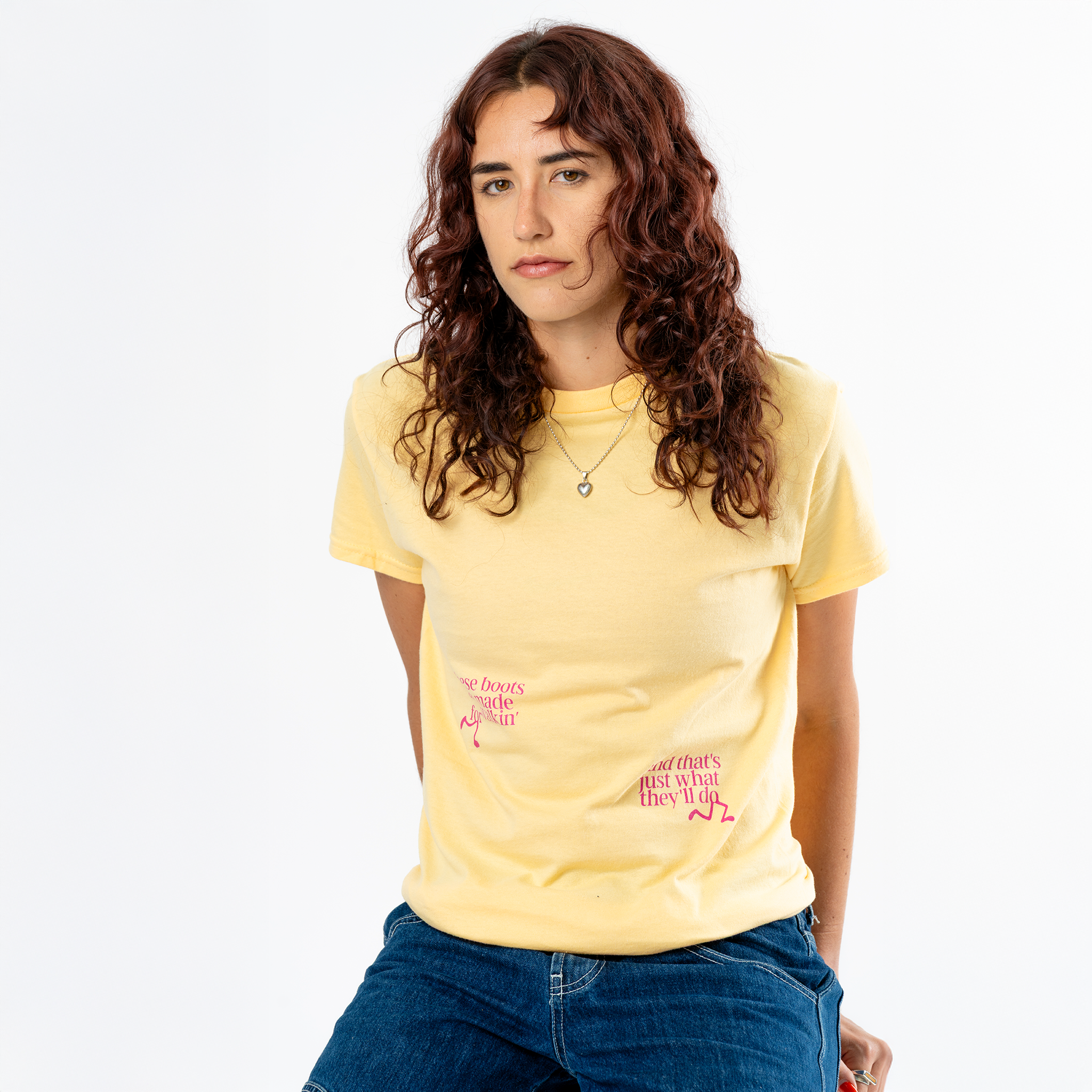 Lee Hazlewood: These Boots Are Made for Walkin' Lyric Tee (Yellow Haze) Close Up 