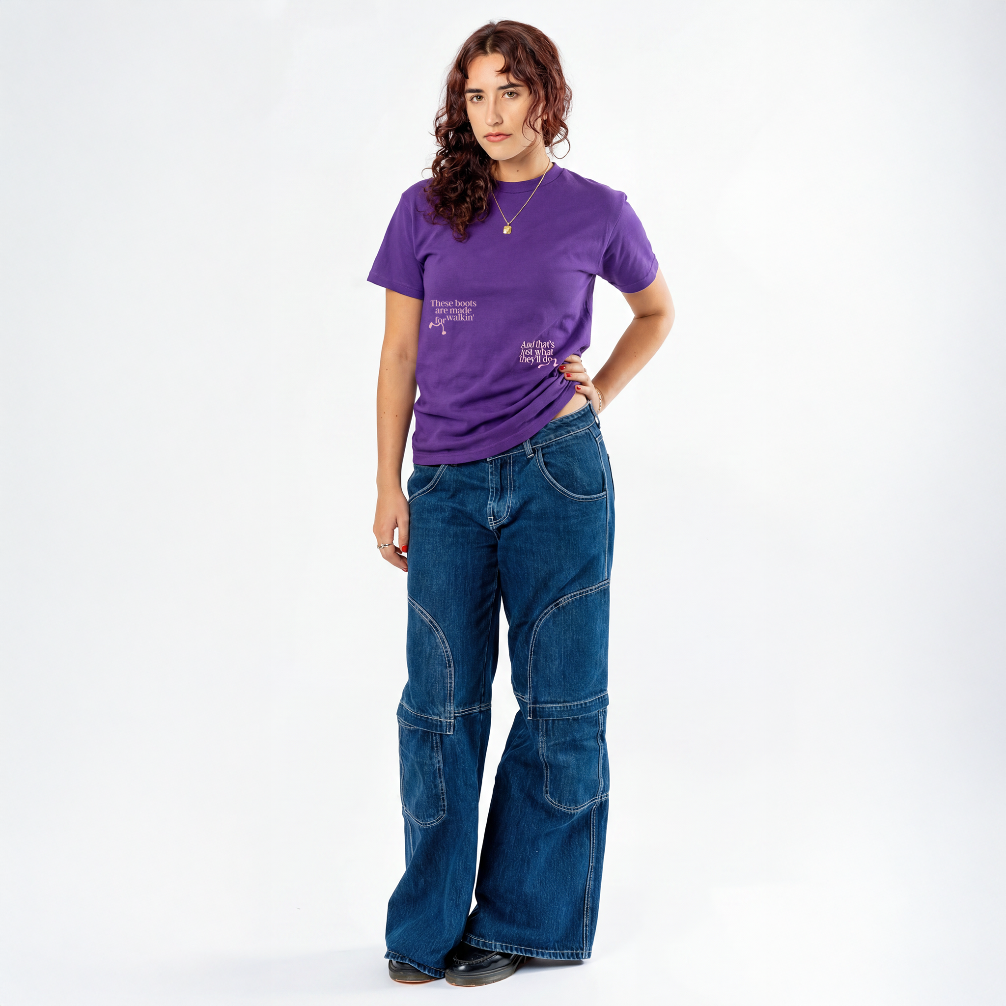 Lee Hazlewood: These Boots Are Made for Walkin' Lyric Tee (Purple) Front