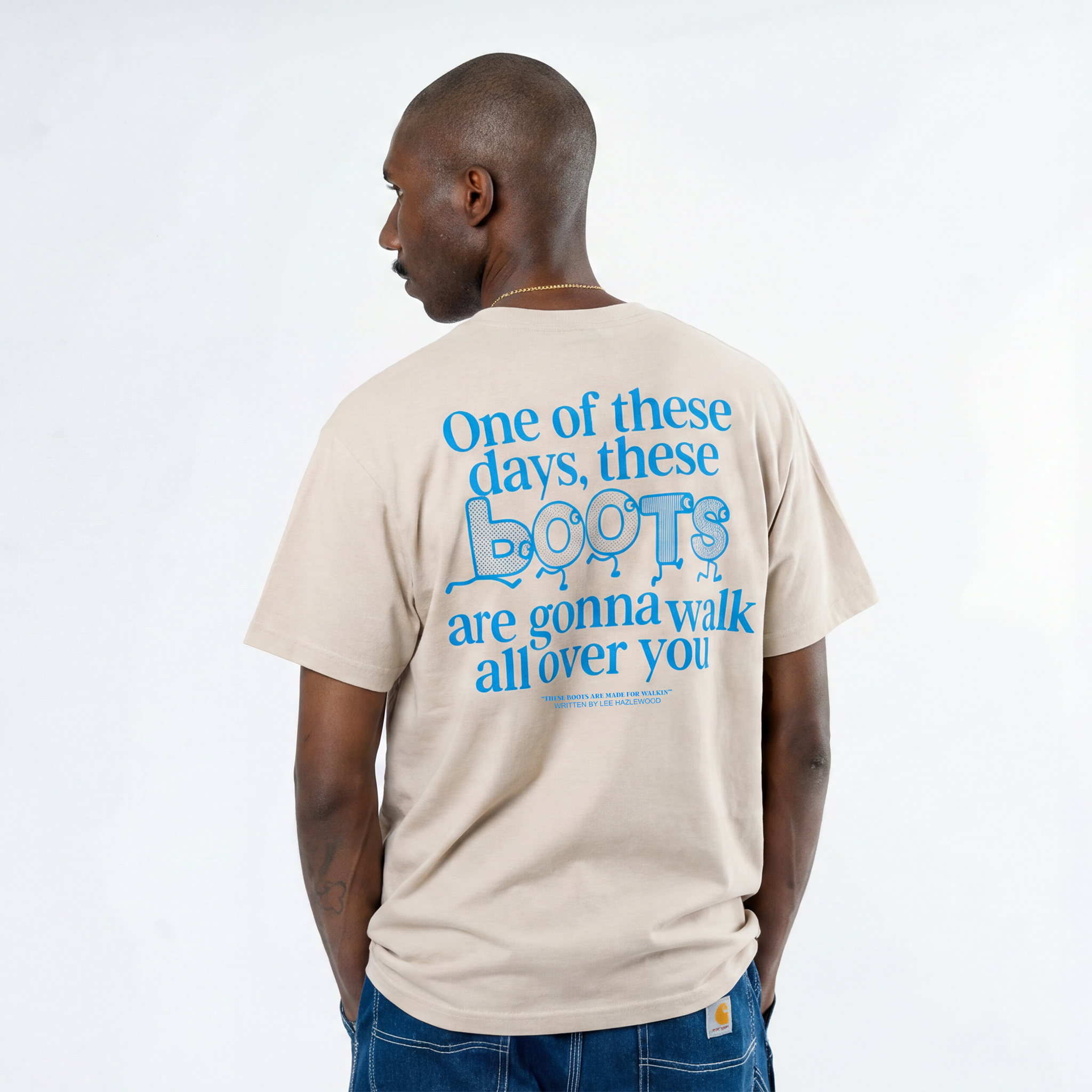 Lee Hazlewood: These Boots Are Made for Walkin' Lyric Tee (Natural) Back Close Up