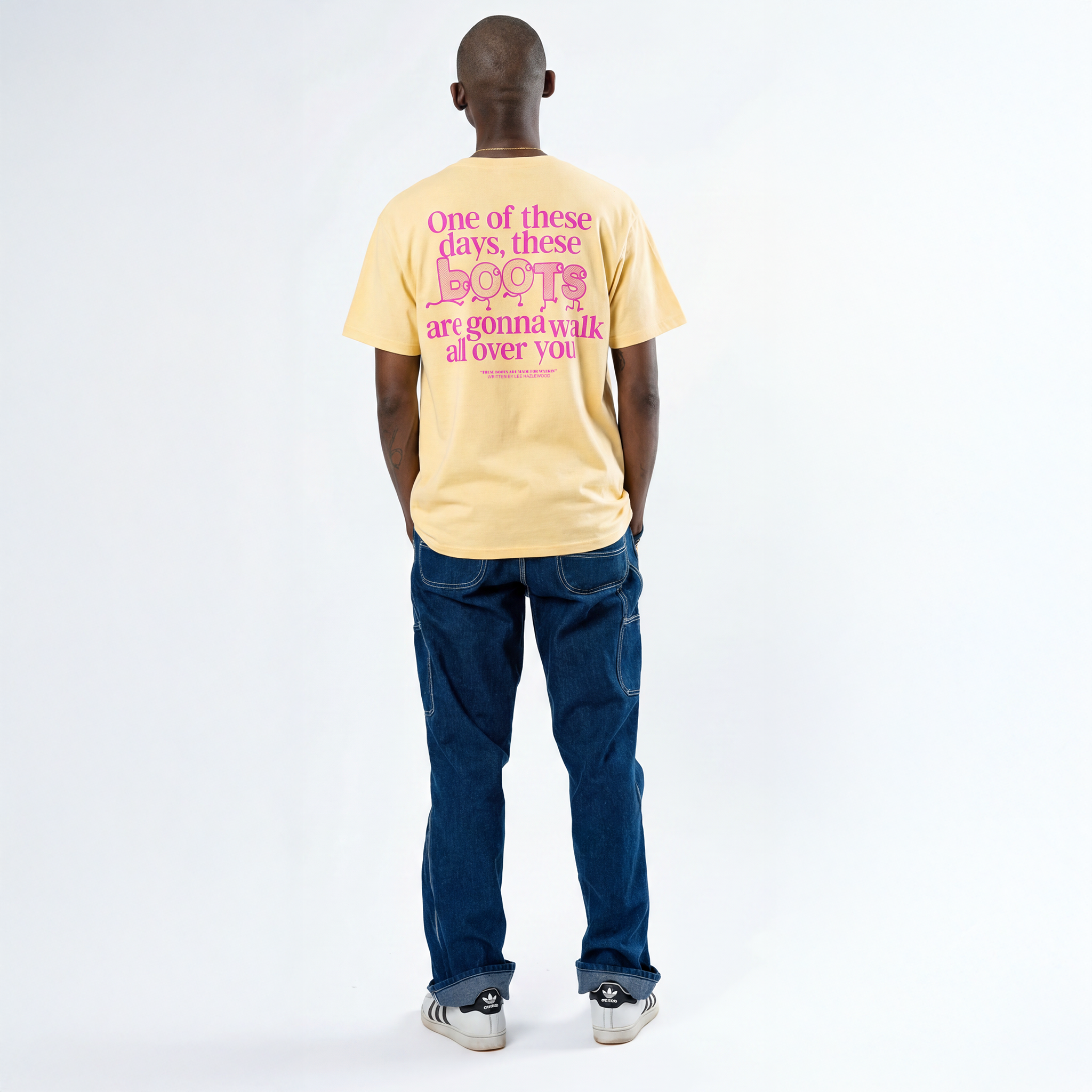 Lee Hazlewood: These Boots Are Made for Walkin' Lyric Tee (Yellow Haze) Back