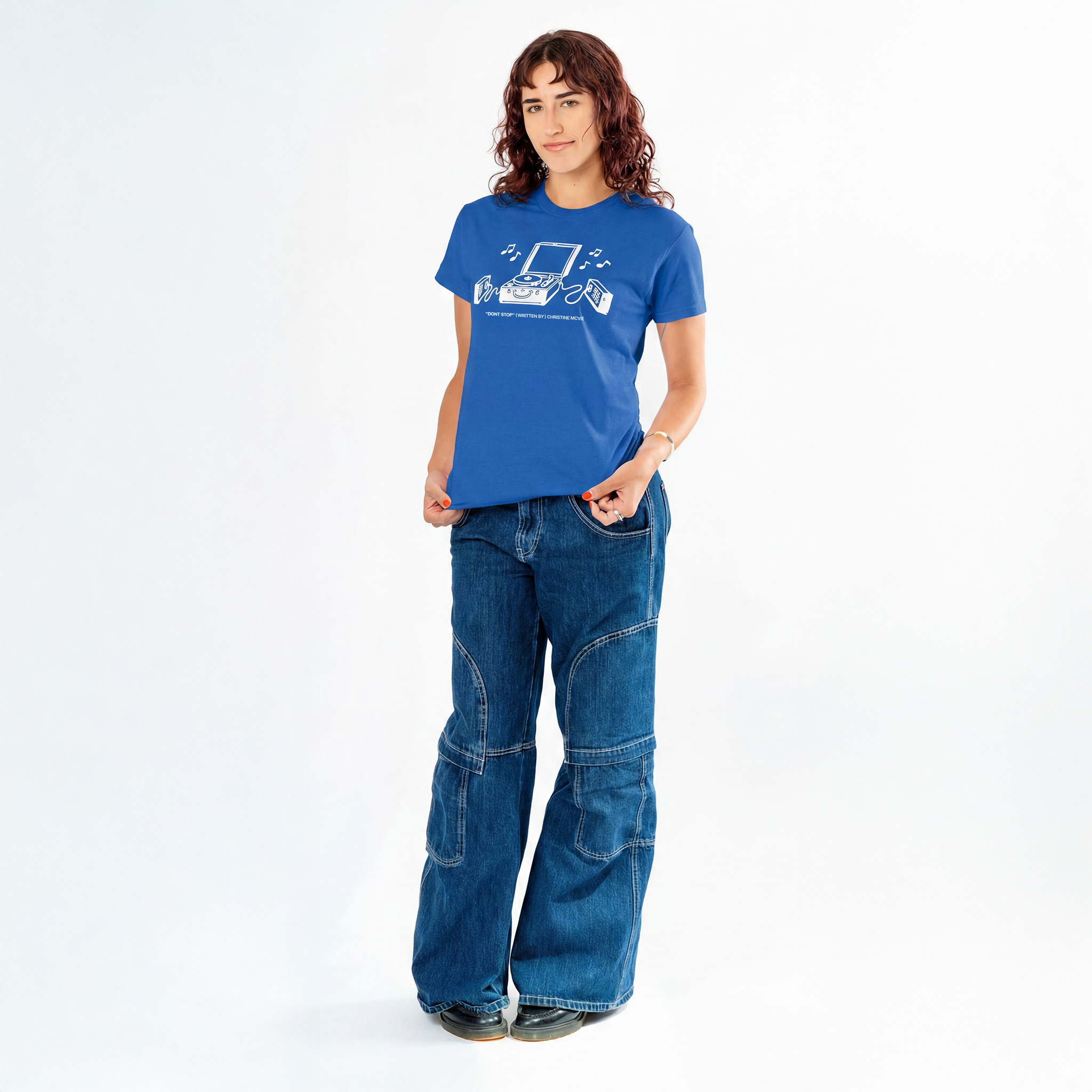 Christine McVie: Don't Stop Lyric Tee (Royal) Front Women's