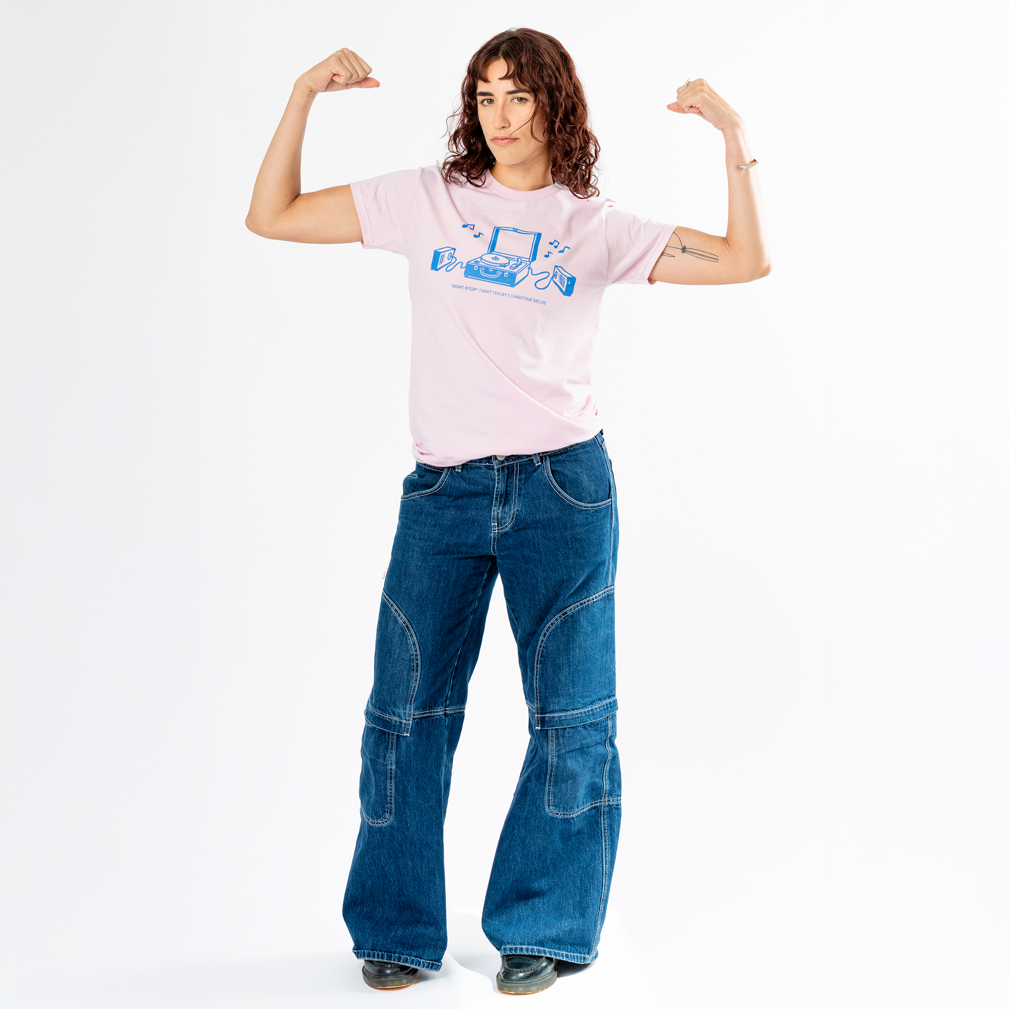 Christine McVie: Don't Stop Lyric Tee (Pink) Front