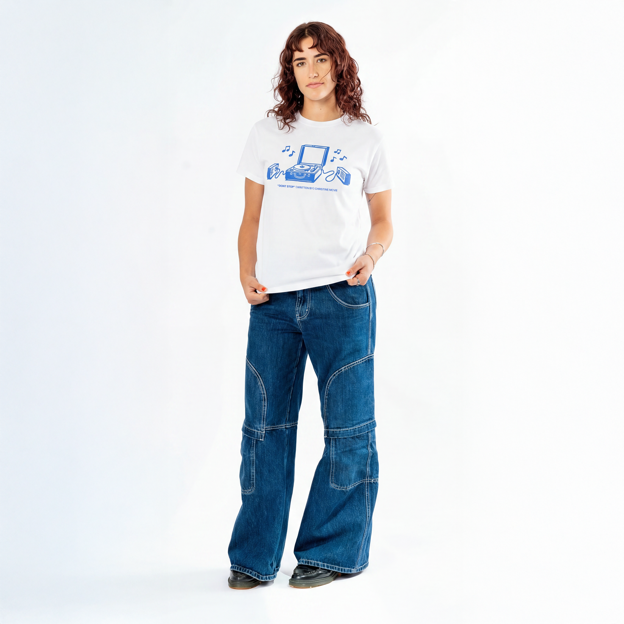 Christine McVie: Don't Stop Lyric Tee (White) Front