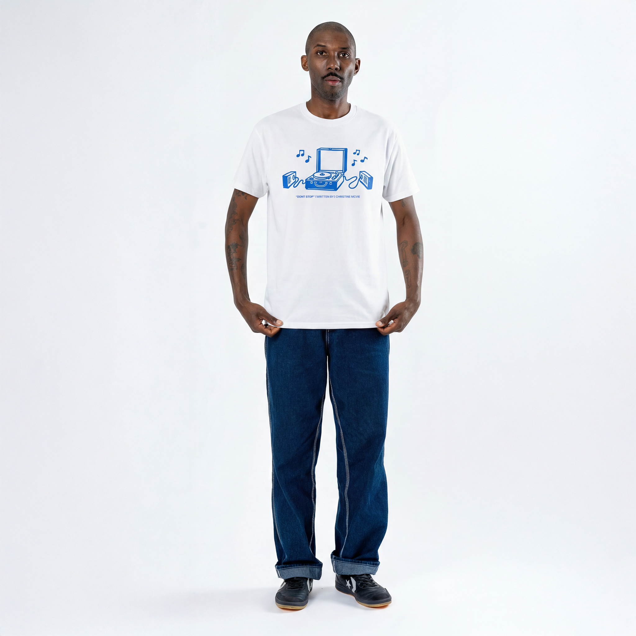 Christine McVie: Don't Stop Lyric Tee (White) Front Men