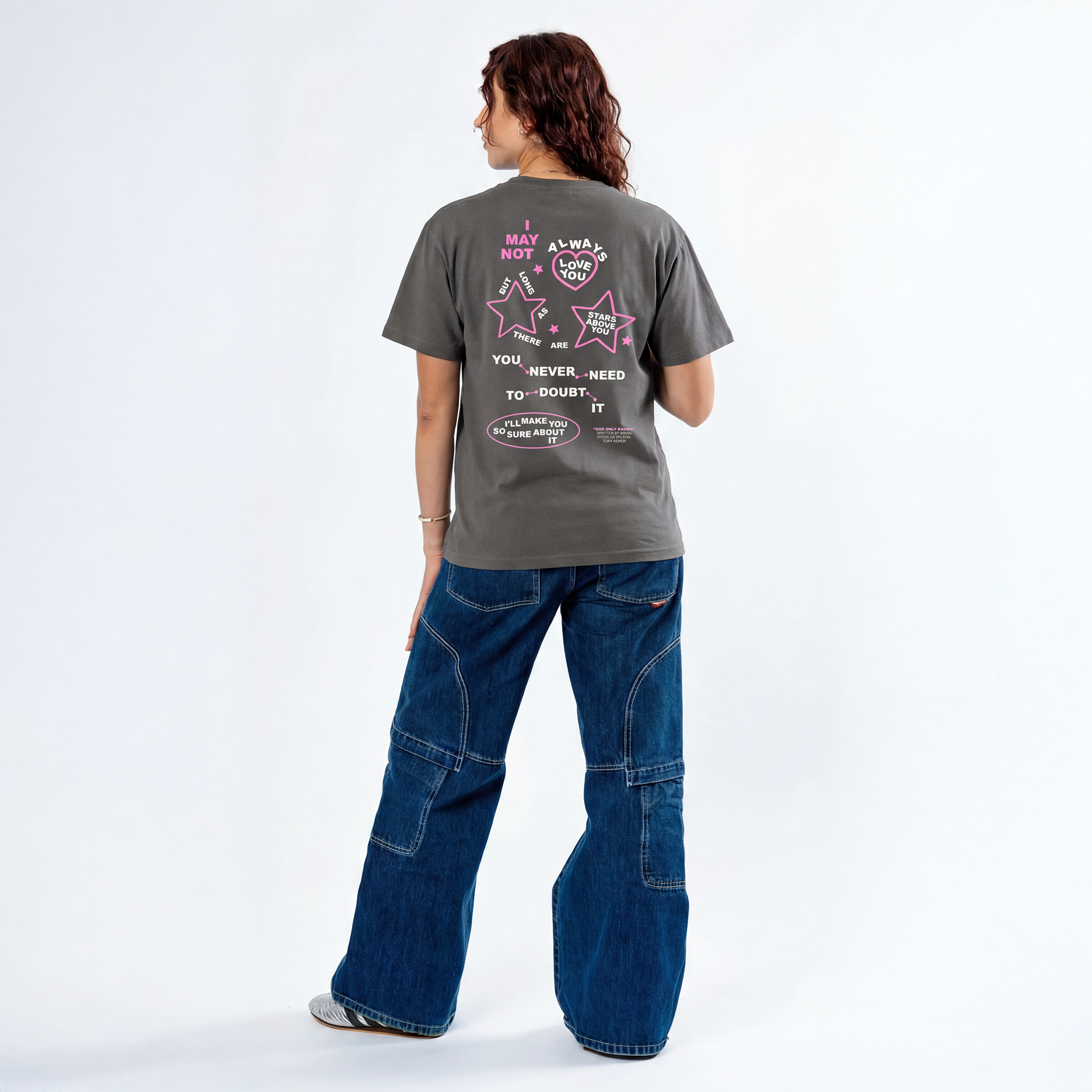 Brian Wilson: God Only Knows Lyric Tee (Charcoal) Back Full Length