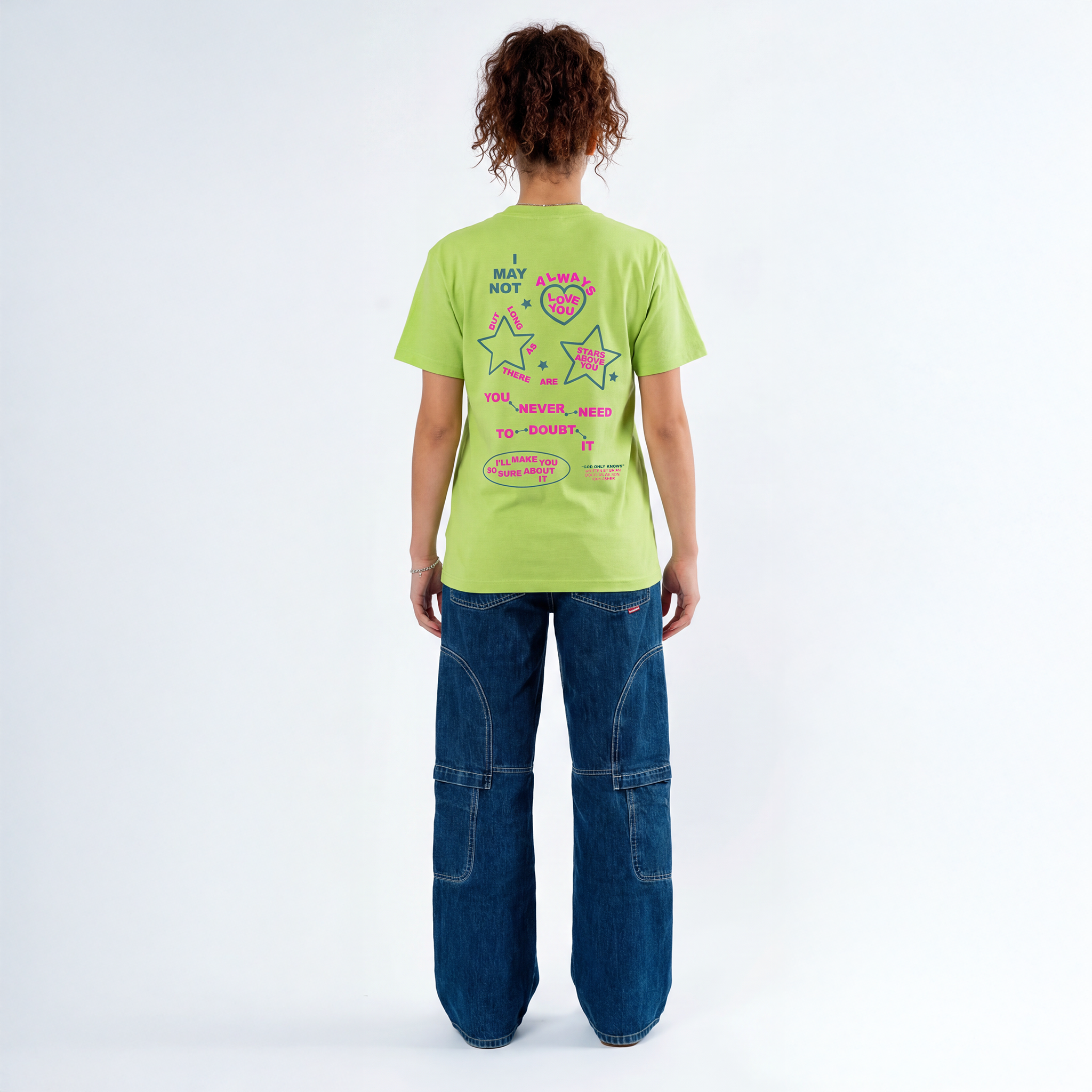 Brian Wilson: God Only Knows Lyric Tee (Lime) Back View