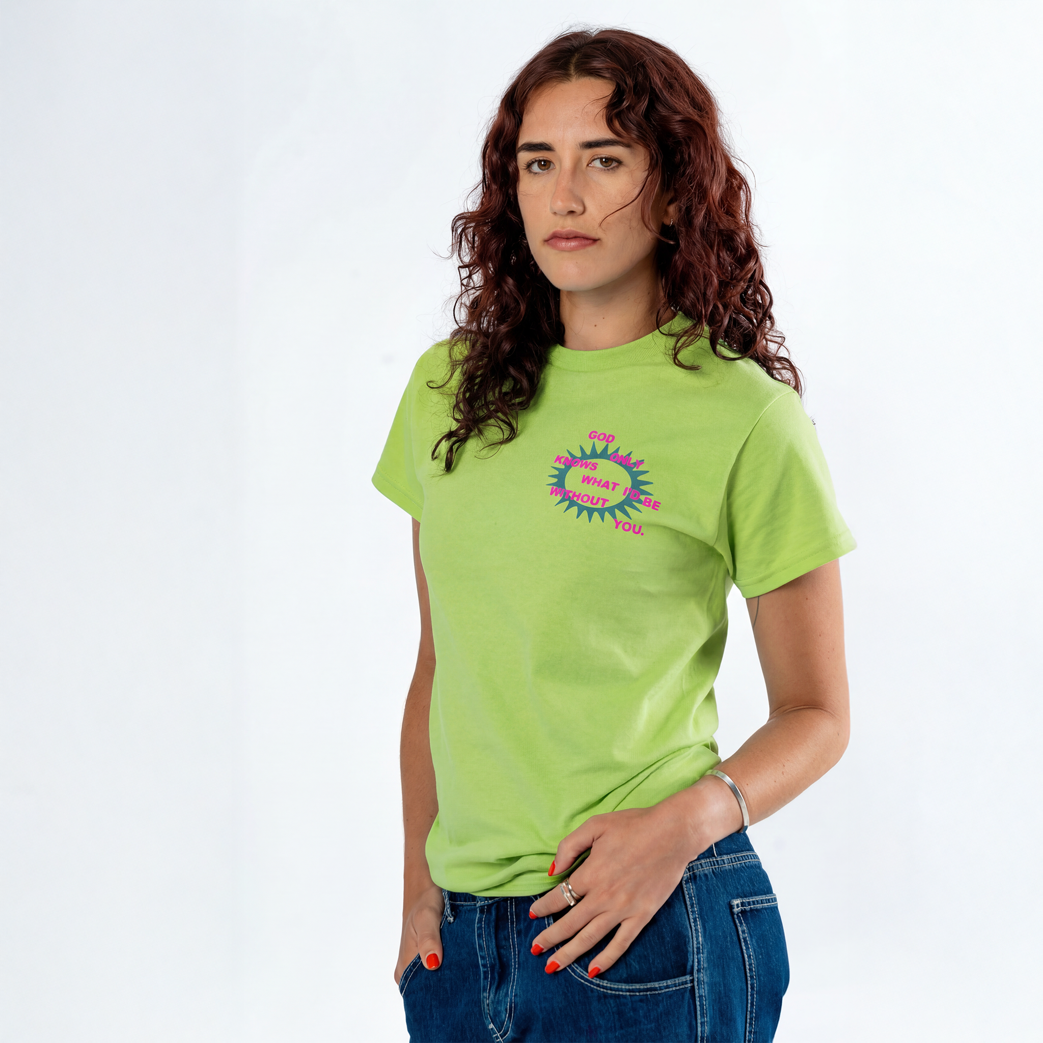 Brian Wilson: God Only Knows Lyric Tee (Lime) Front Close Up