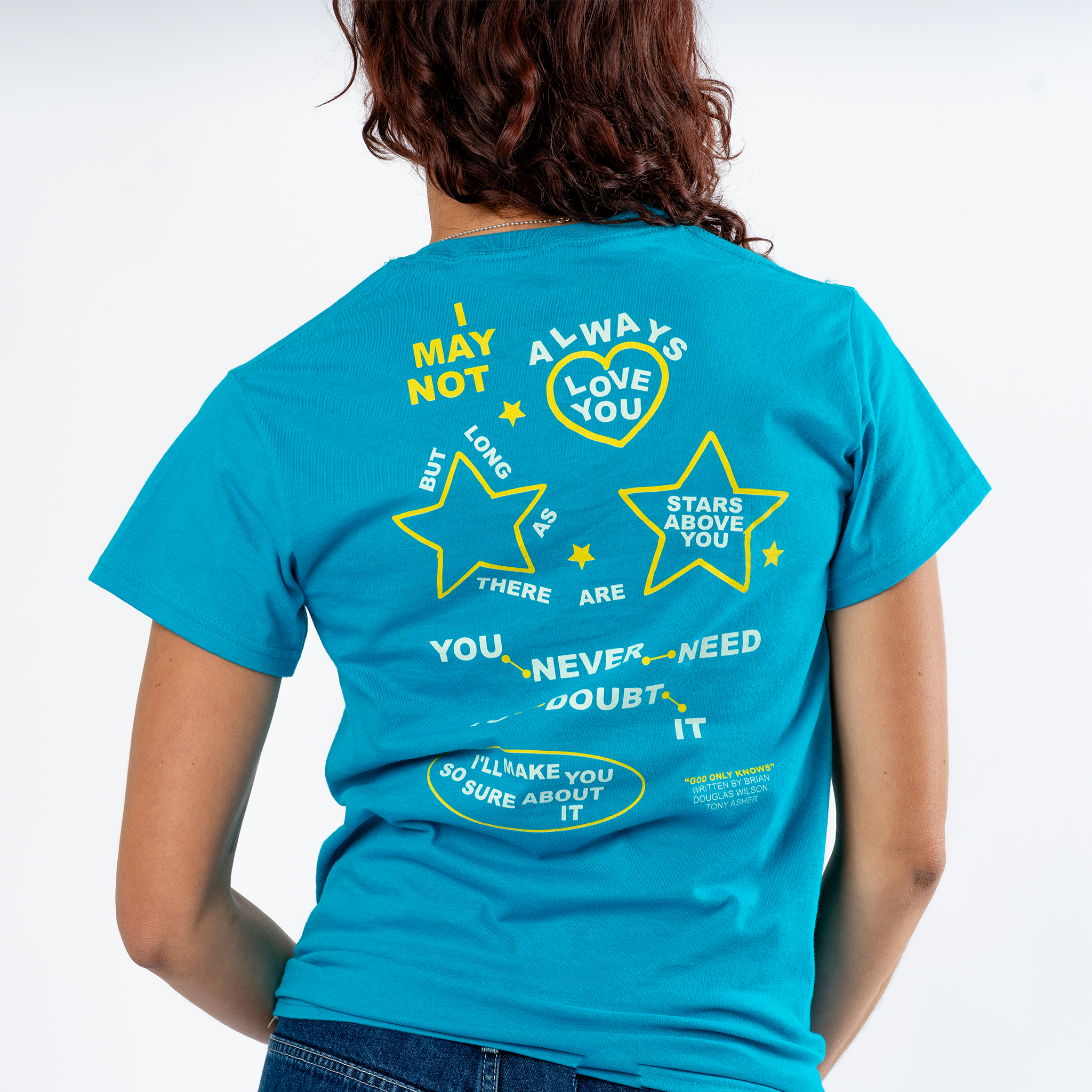 Brian Wilson: God Only Knows Lyric Tee (Tropical Blue) Back Close Up
