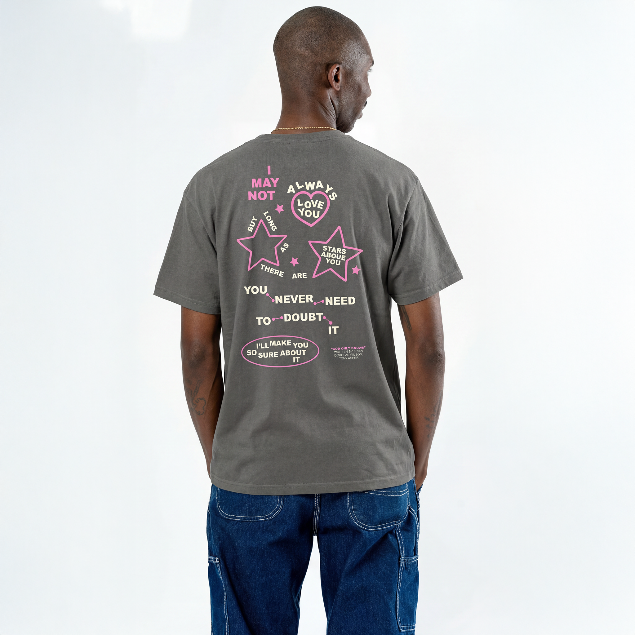 Brian Wilson: God Only Knows Lyric Tee (Charcoal) Back Close Up