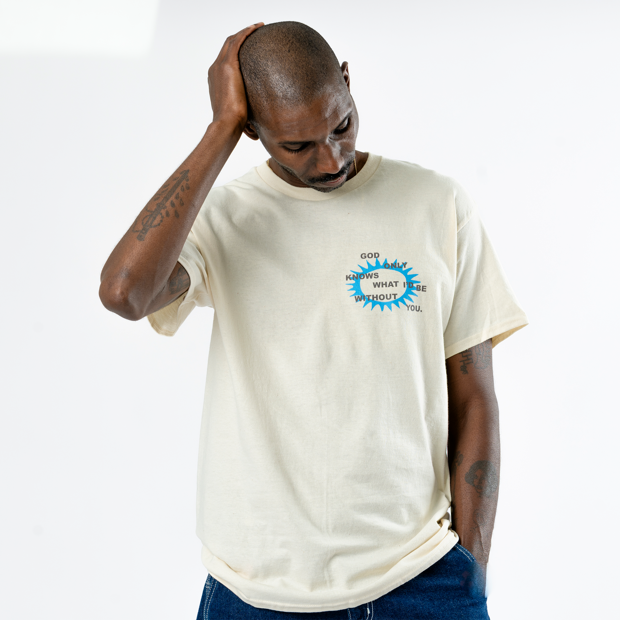 Brian Wilson: God Only Knows Lyric Tee (Natural) Front Close Up