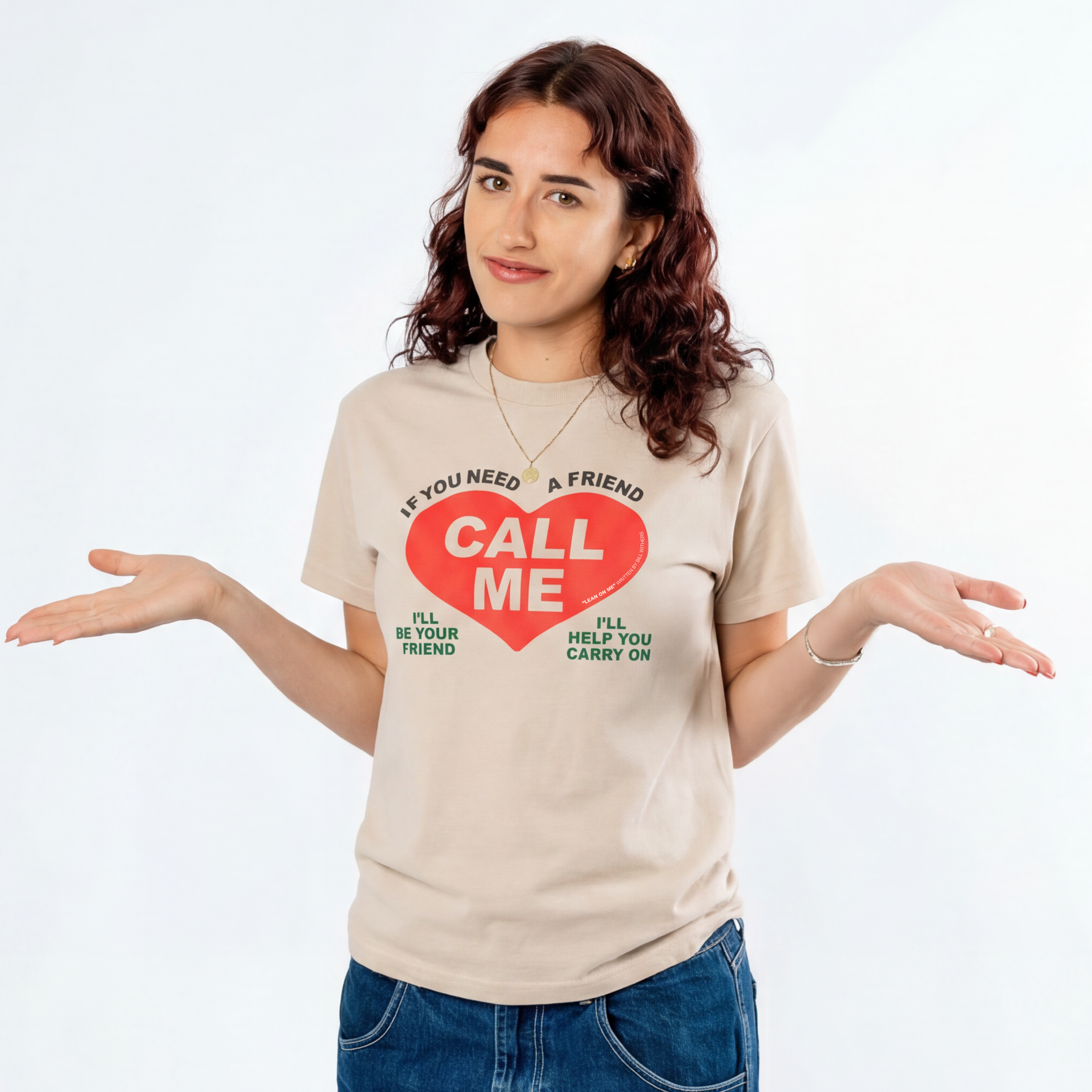 Bill Withers: Lean on Me Lyric Tee (Natural) Close Up Women's