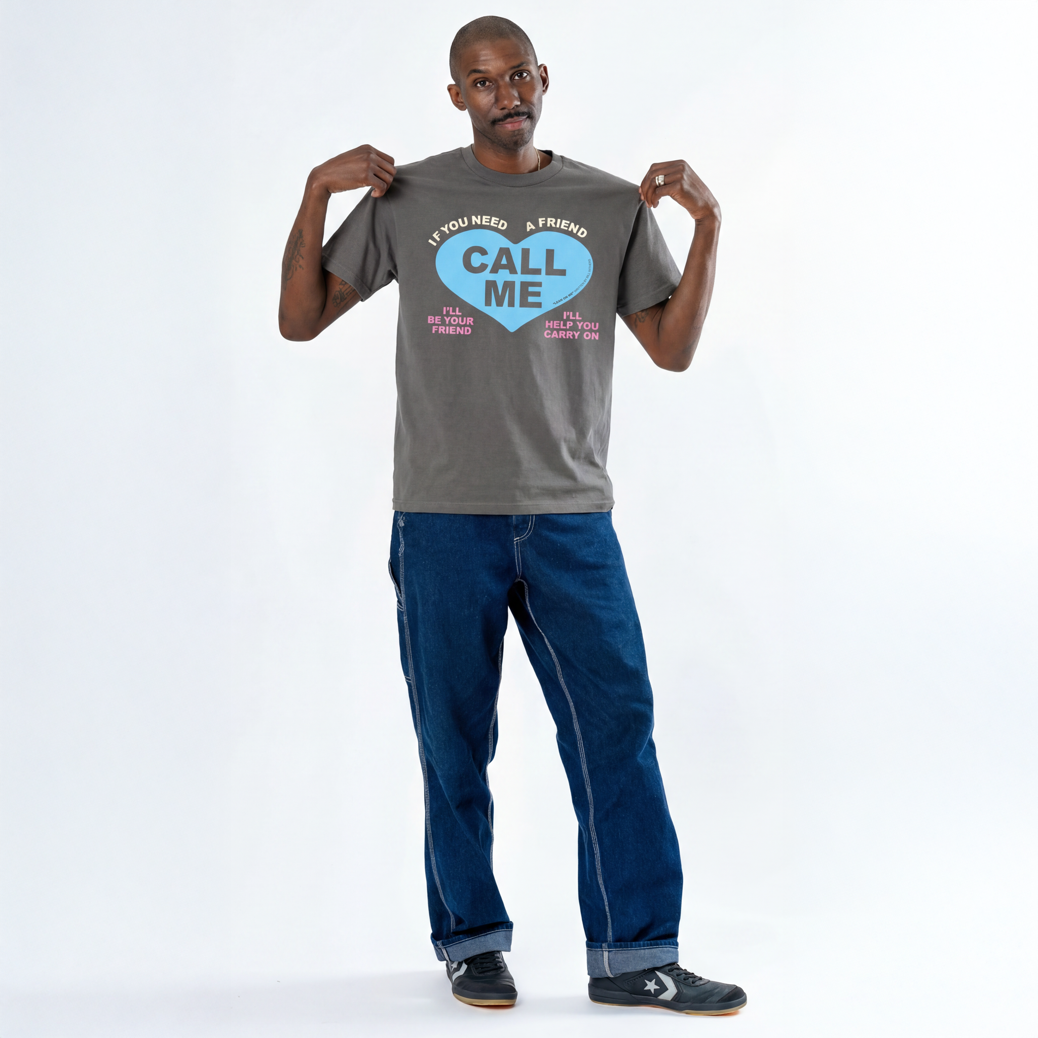 Bill Withers: Lean on Me Lyric Tee (Charcoal) Full Length Men's