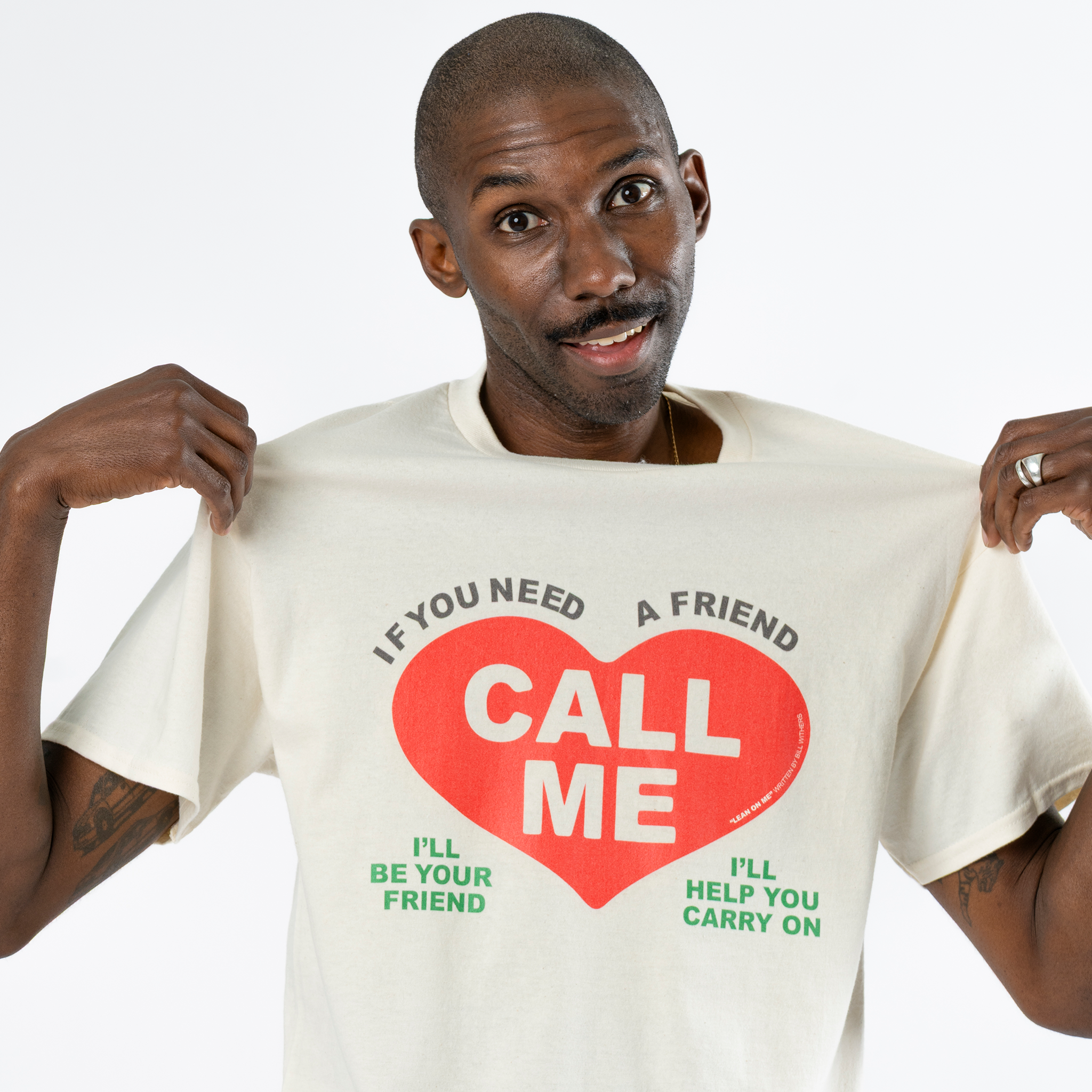 Bill Withers: Lean on Me Lyric Tee (Natural) Close Up