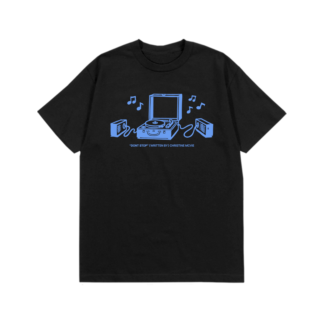 Christine McVie: Don't Stop Lyric Tee (Black) Flat Lay Front