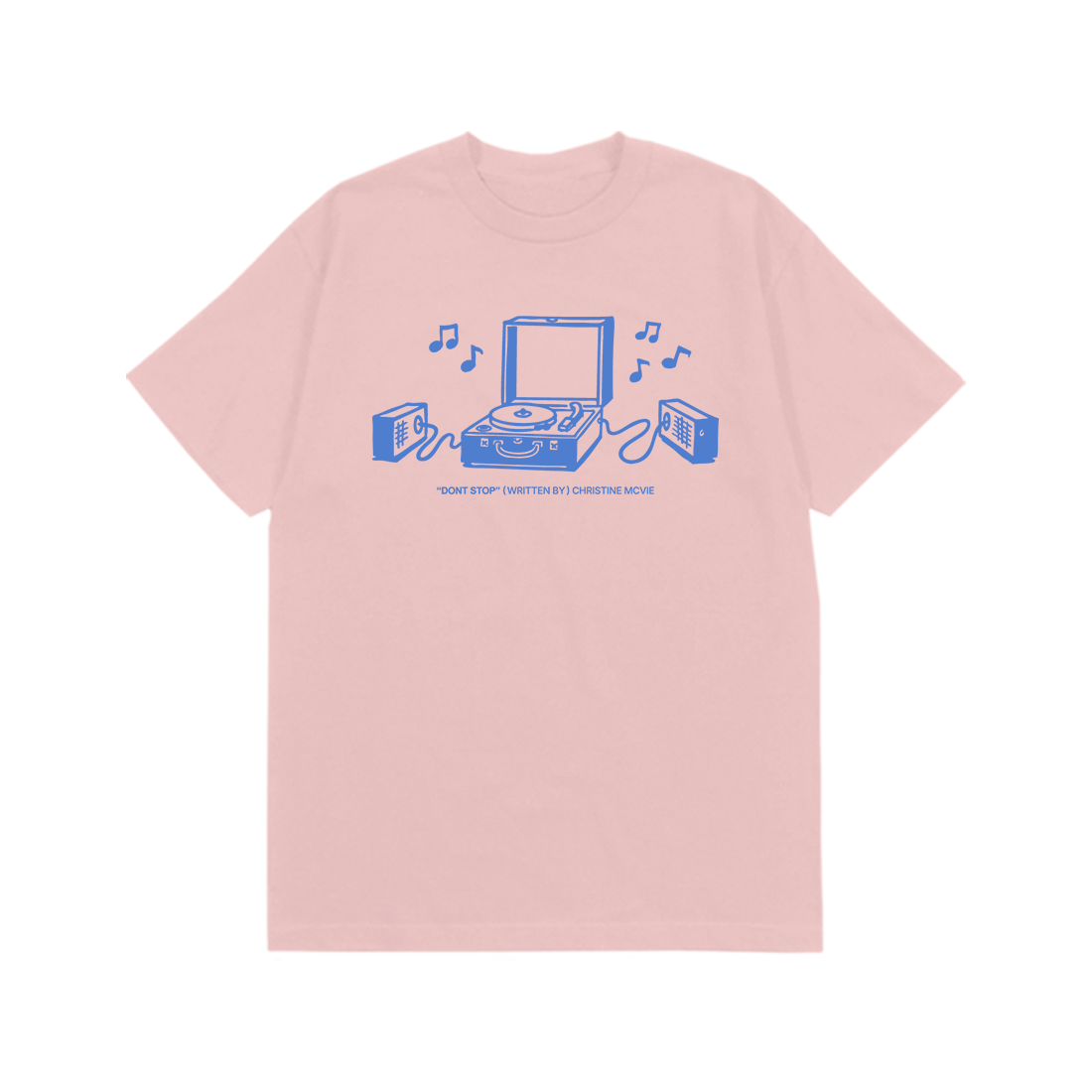 Christine McVie: Don't Stop Lyric Tee (Pink) Flat Lay Front