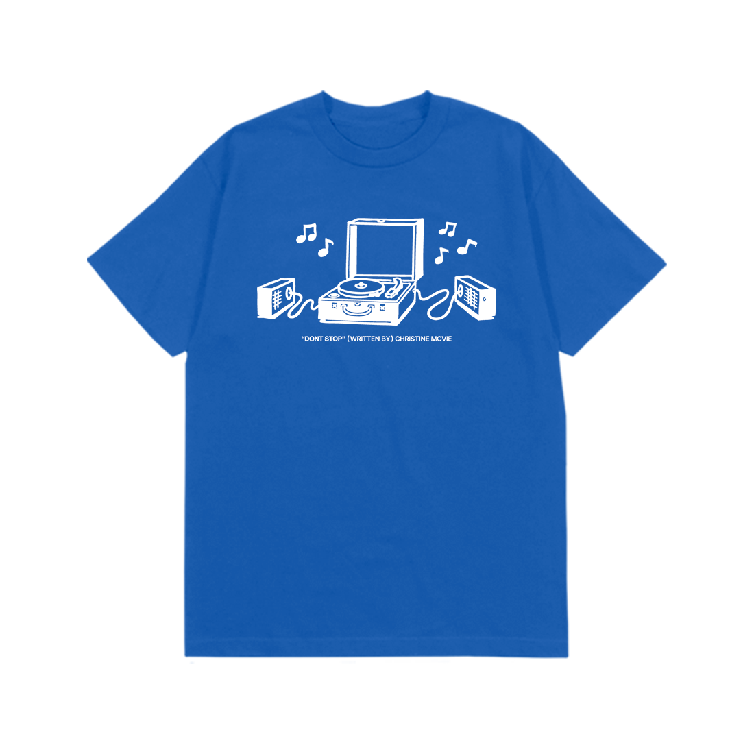 Christine McVie: Don't Stop Lyric Tee (Royal) Flat Lay Front