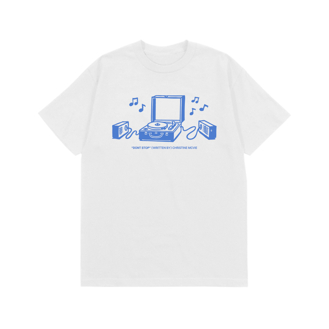 Christine McVie: Don't Stop Lyric Tee (White) Flat Lay Front