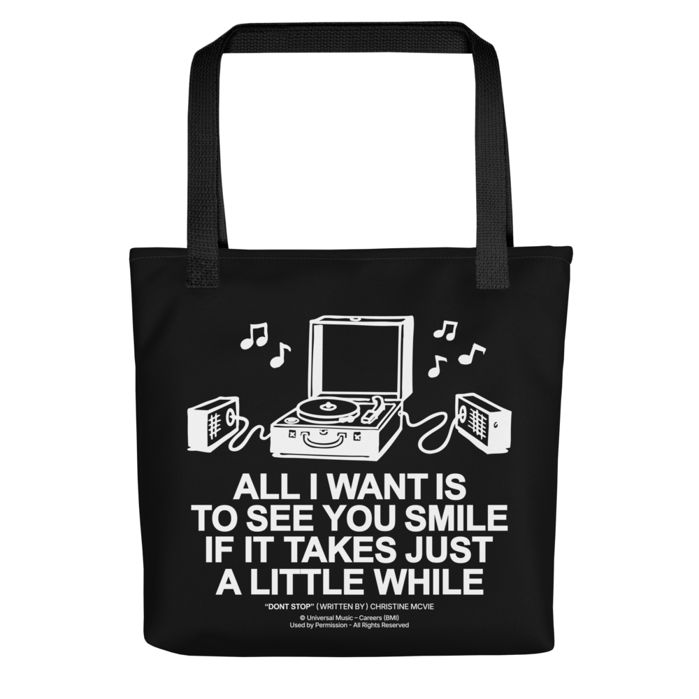 Christine McVie: Don't Stop Lyric Tote (Black)