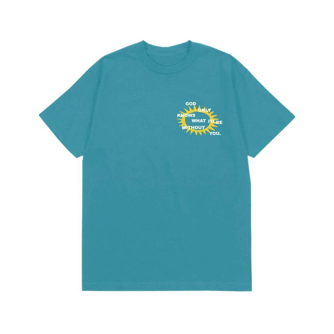 Brian Wilson: God Only Knows Lyric Tee (Tropical Blue) Flat Lay Front