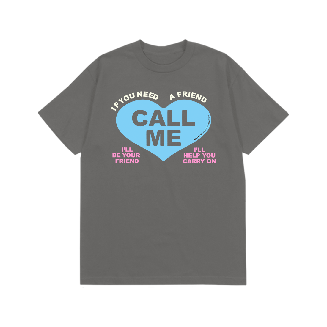 Bill Withers: Lean on Me Lyric Tee (Charcoal) Flat Lay Front