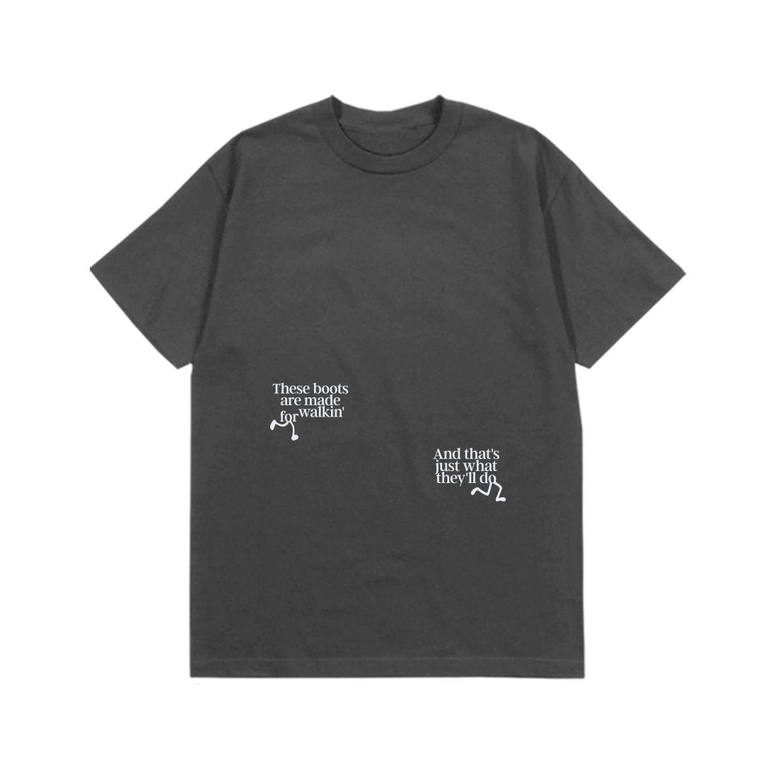 Lee Hazlewood: These Boots Are Made for Walkin' Lyric Tee (Charcoal) Flat Lay Front