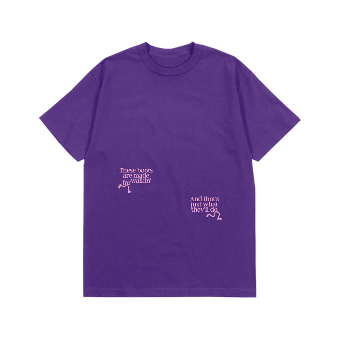 Lee Hazlewood: These Boots Are Made for Walkin' Lyric Tee (Purple) Flat Lay Front