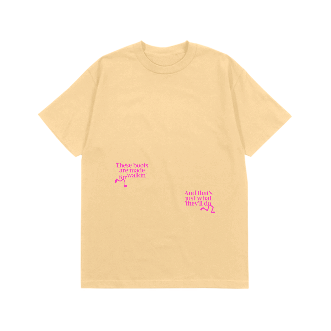 Lee Hazlewood: These Boots Are Made for Walkin' Lyric Tee (Yellow Haze) Flat Lay Front