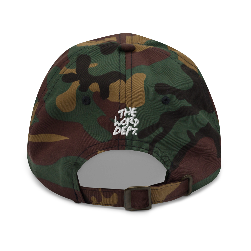 Words Matter Dad Hat (Green Camo) Back