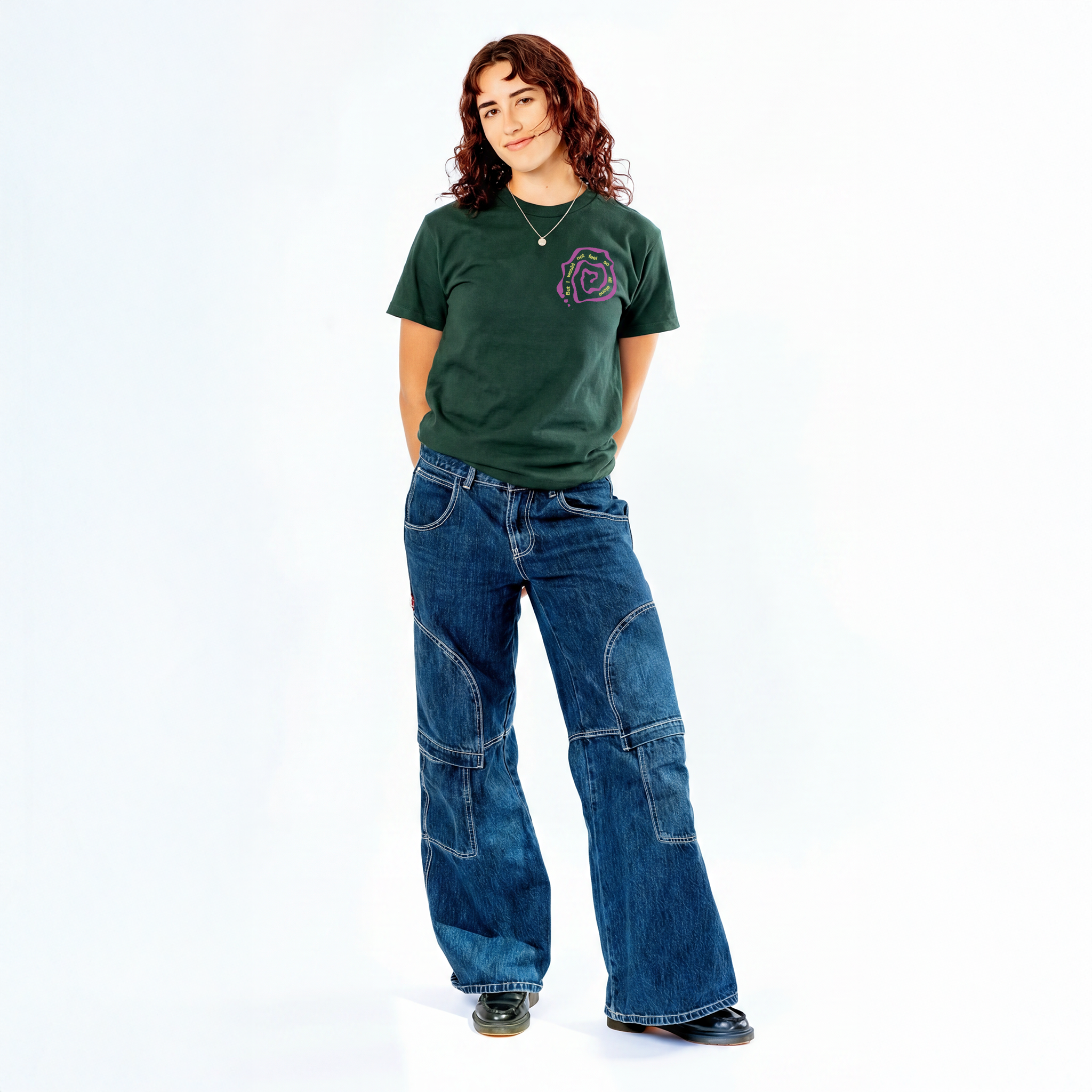 Bob Dylan: Rainy Day Women Lyric Tee (Forest Green) Front View Women's