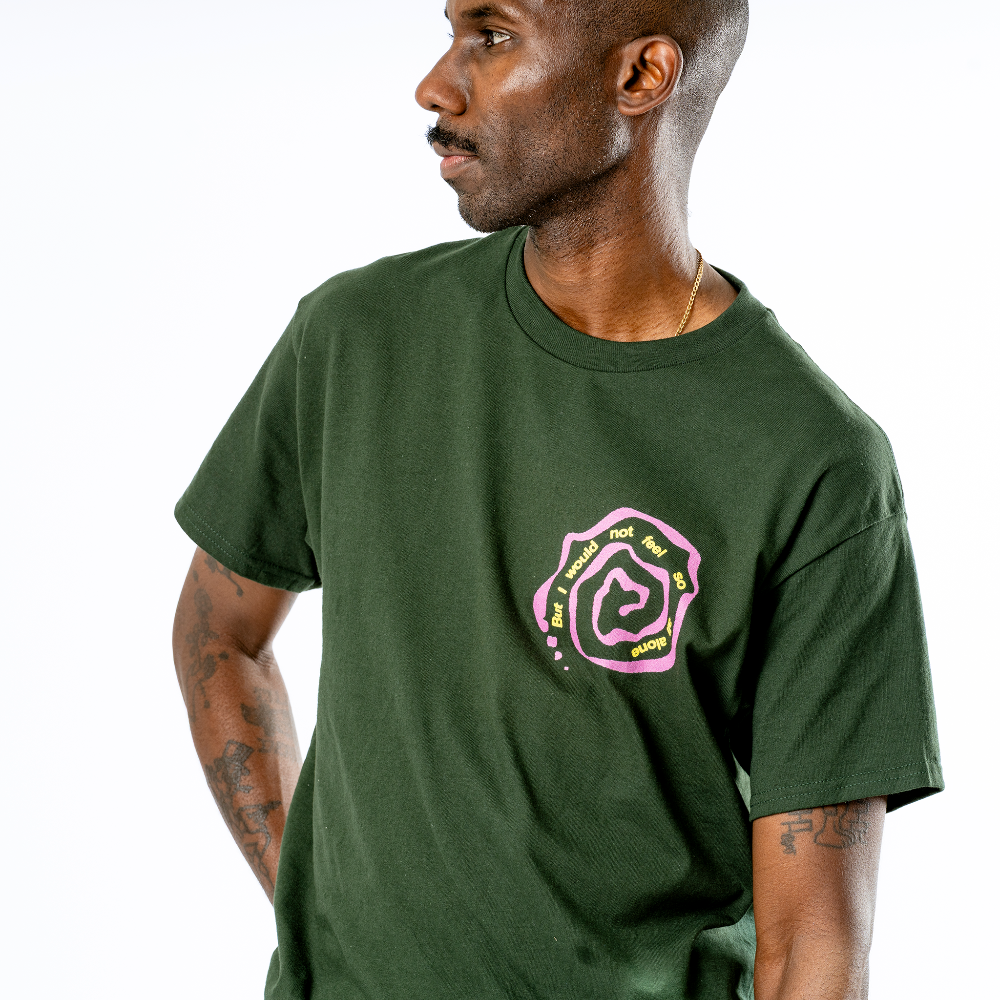 Bob Dylan: Rainy Day Women Lyric Tee (Forest Green) Close Up Front