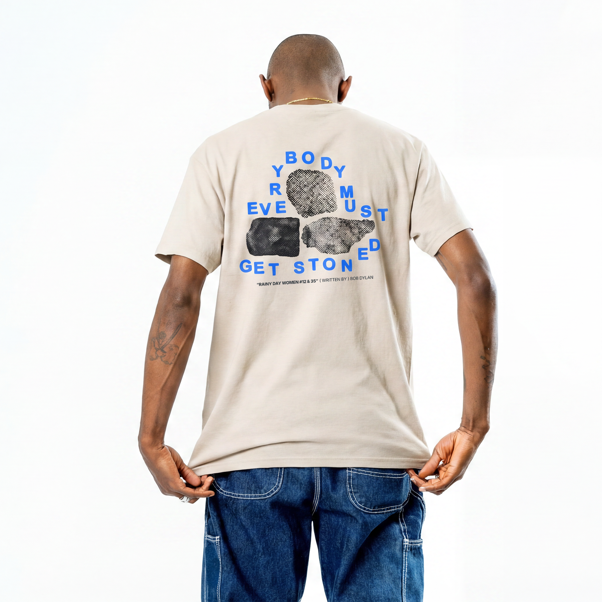 Bob Dylan: Rainy Day Women Lyric Tee (Natural) Back