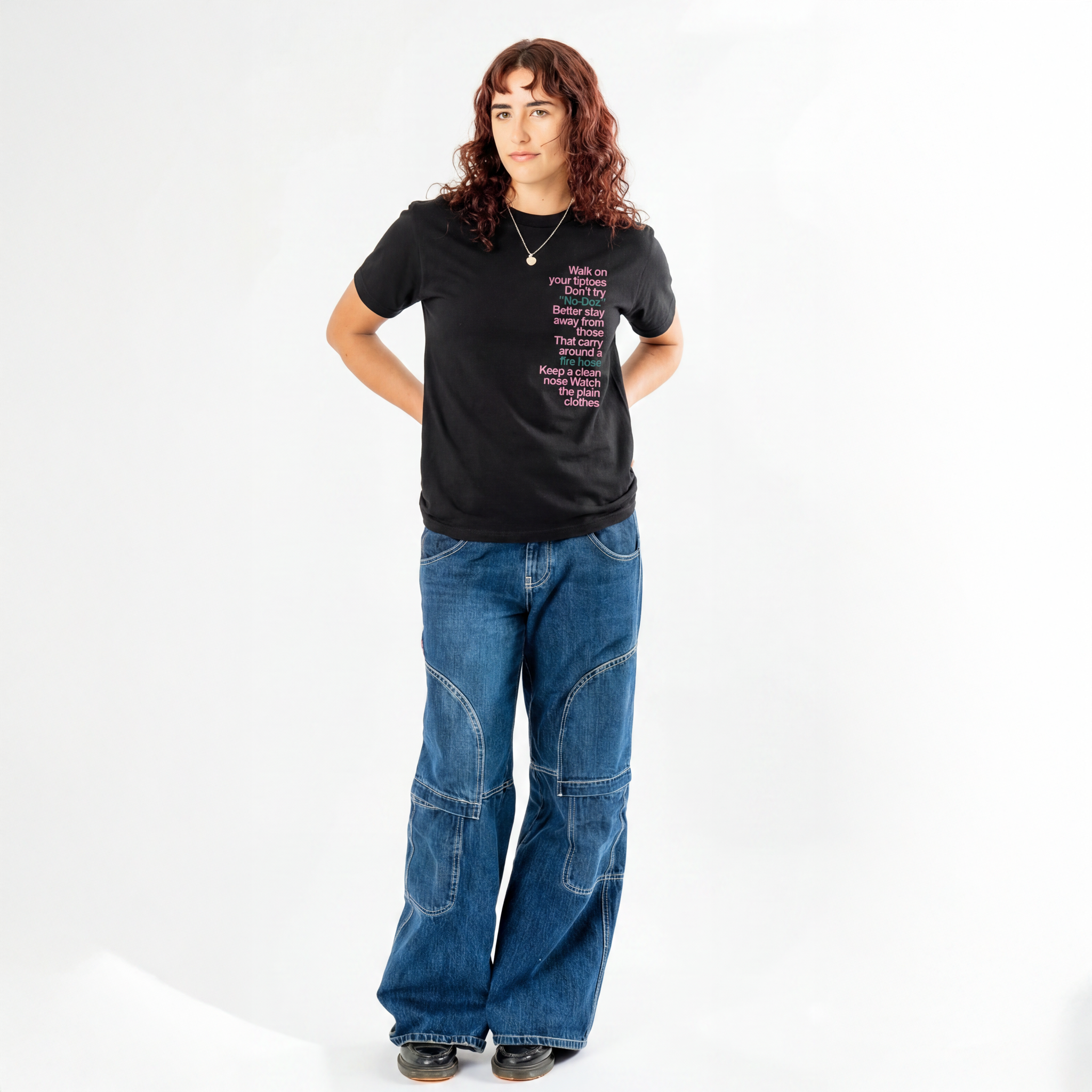 Bob Dylan: Subterranean Homesick Blues Lyric Tee (Black) Full Length Front Women's