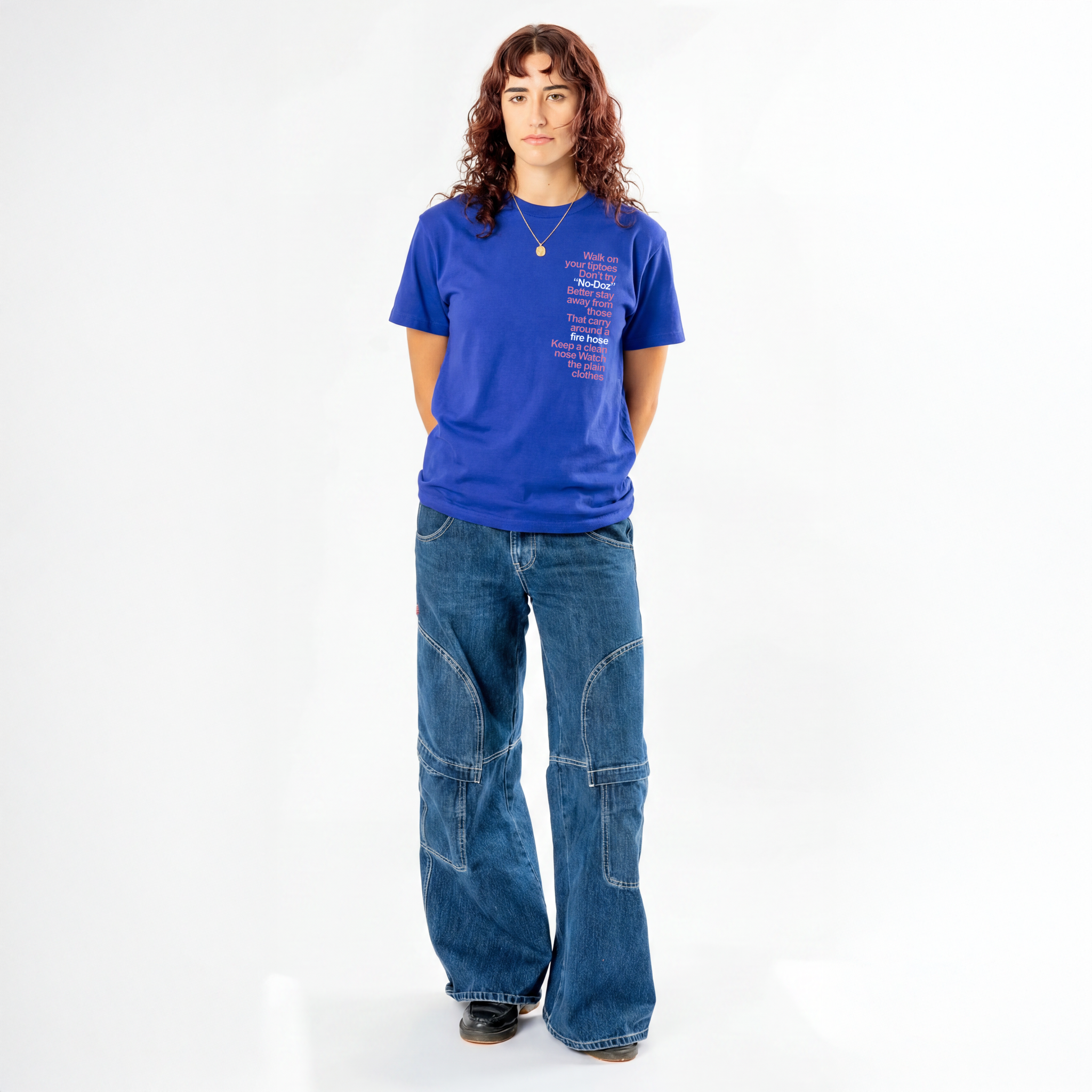 Bob Dylan: Subterranean Homesick Blues Lyric Tee (Royal) Front Women's