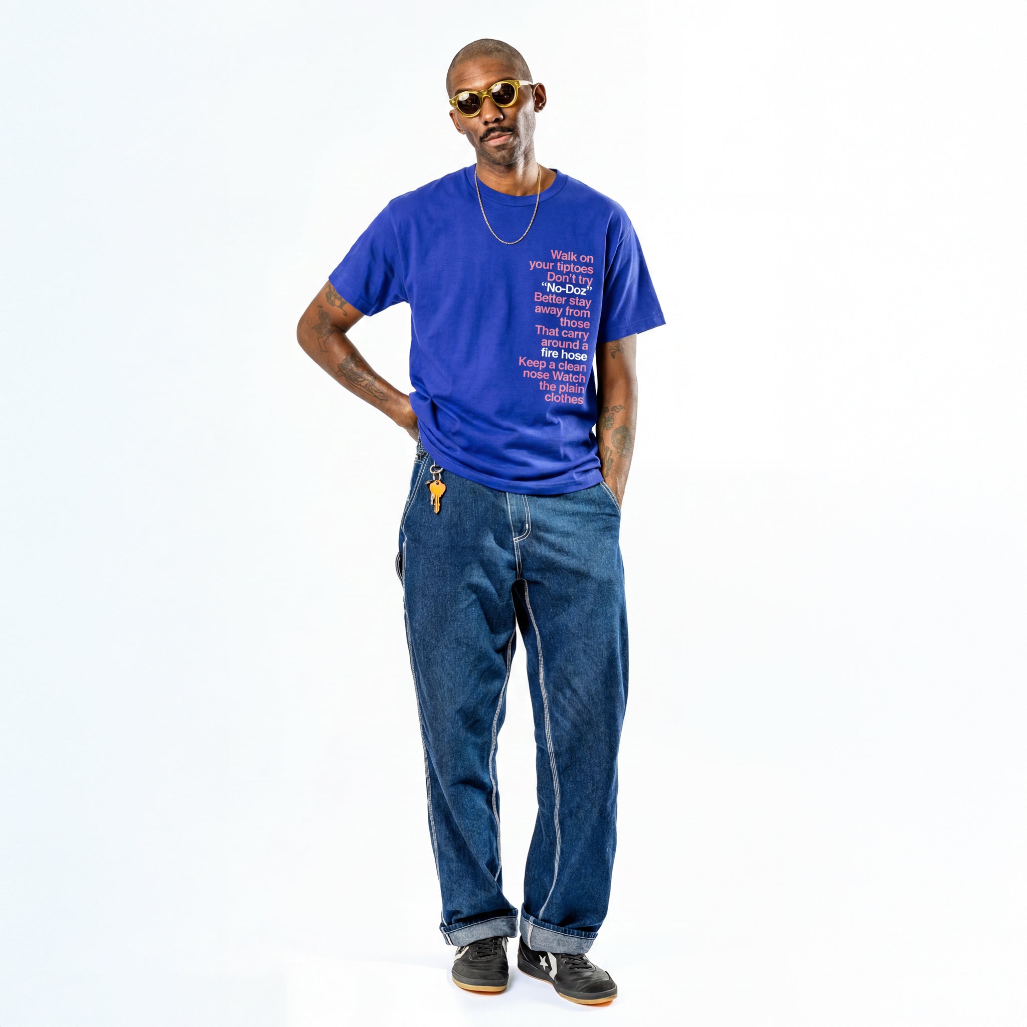 Bob Dylan: Subterranean Homesick Blues Lyric Tee (Royal) Men's Front