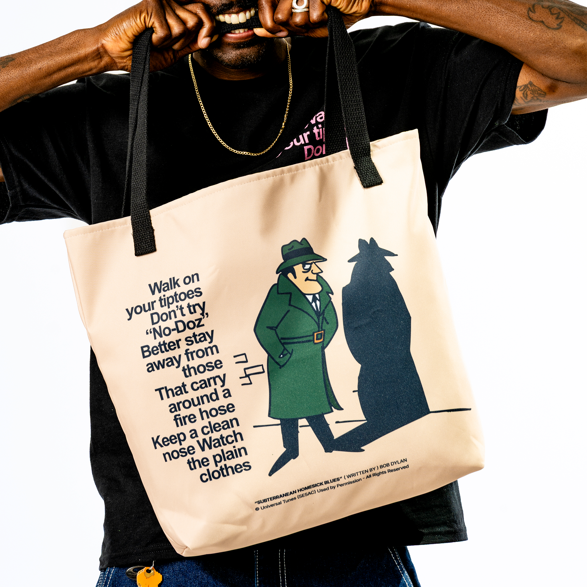 Bob Dylan: Subterranean Homesick Blues Lyric Tote Front