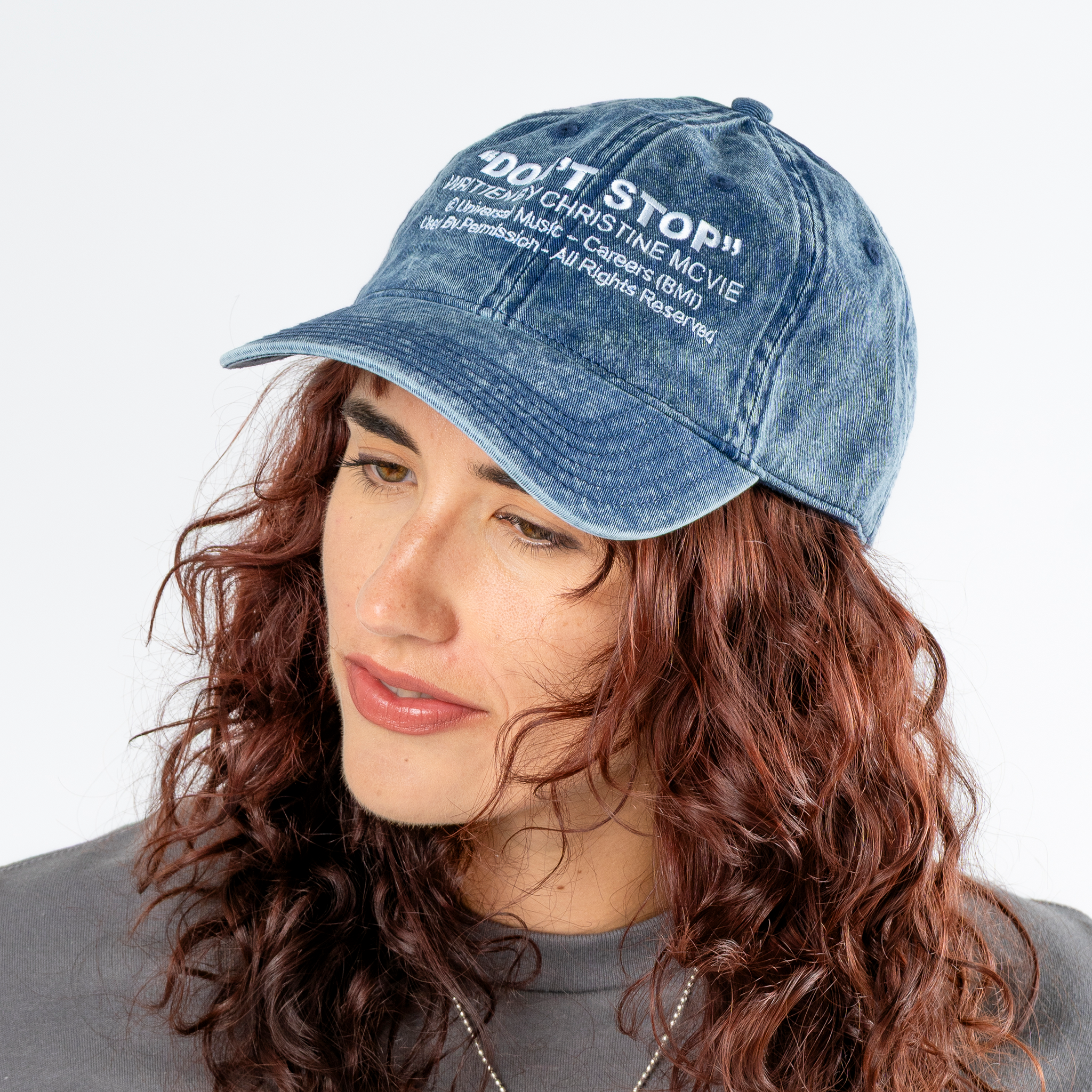 Christine McVie: Don't Stop Lyric Dad Hat (Navy) Side